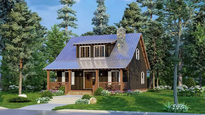 Country house plans 12-1613 - front exterior, 1,425 sq ft, 1 bed, 2 bath house plans | Monster House Plans