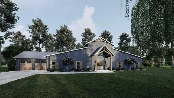 Barndominium house plans 12-1616 - front exterior, 3,246 sq ft, 5 bed, 3 bath house plans | Monster House Plans