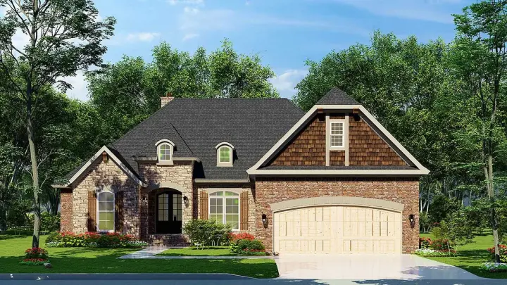 European house plans 12-1617 - front exterior, 2,384 sq ft, 4 bed, 3 bath house plans | Monster House Plans