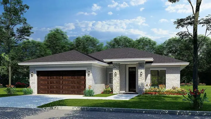 Contemporary house plans 12-1622 - front exterior, 1,491 sq ft, 3 bed, 2 bath house plans | Monster House Plans