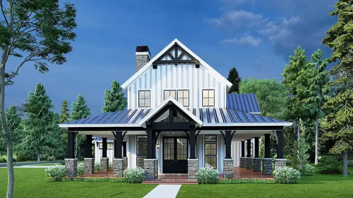 Modern Farmhouse house plans 12-1623 - front exterior, 3,014 sq ft, 3 bed, 3 bath house plans | Monster House Plans