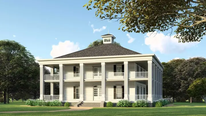 Plantation house plans 12-1630 - front exterior, 3,125 sq ft, 3 bed, 2 bath house plans | Monster House Plans