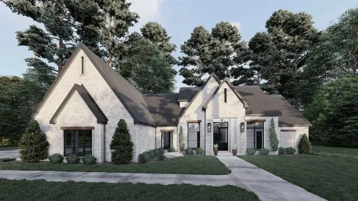 European house plans 12-1631 - front exterior, 2,383 sq ft, 3 bed, 3 bath house plans | Monster House Plans