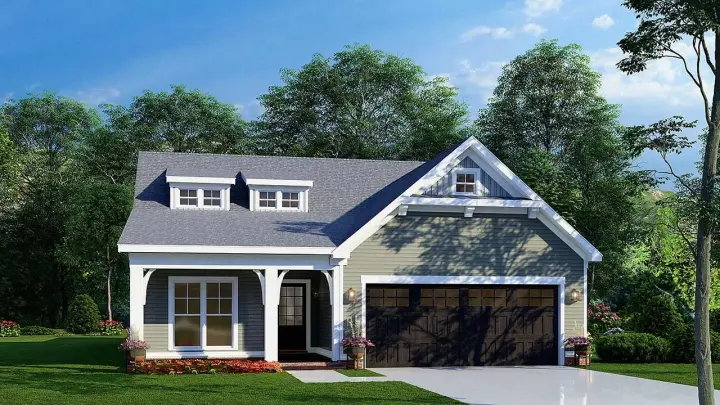 Bungalow house plans 12-1633 - front exterior, 1,480 sq ft, 3 bed, 2 bath house plans | Monster House Plans