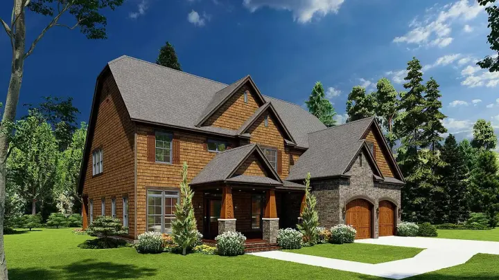 Craftsman house plans 12-1634 - front exterior, 3,796 sq ft, 3 bed, 3 bath house plans | Monster House Plans