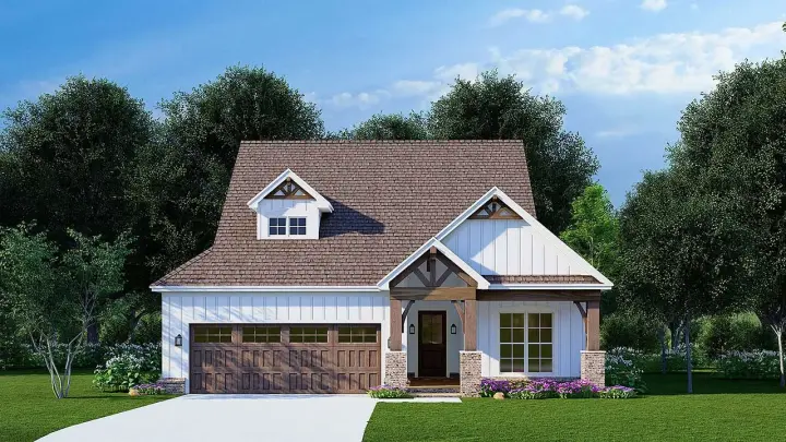 Cottage house plans 12-1637 - front exterior, 1,596 sq ft, 3 bed, 2 bath house plans | Monster House Plans