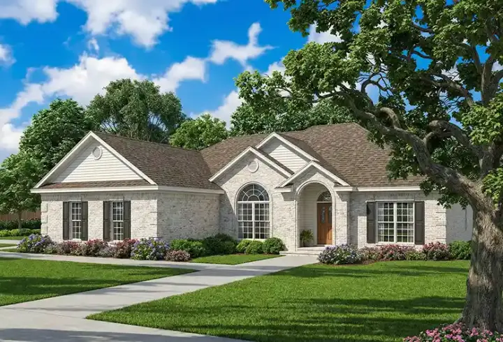 Traditional house plans 12-164 - front exterior, 2,133 sq ft, 3 bed, 2 bath house plans | Monster House Plans