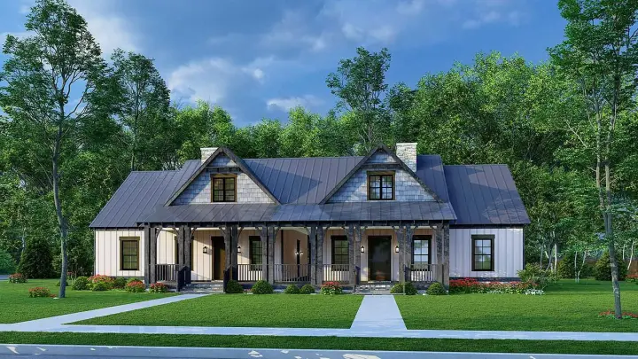 Craftsman house plans 12-1648 - front exterior, 2,584 sq ft, 6 bed, 4 bath house plans | Monster House Plans