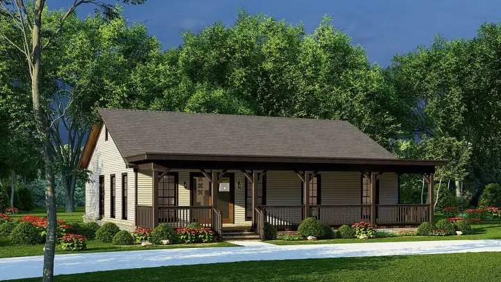 Country house plans 12-1649 - front exterior, 1,367 sq ft, 2 bed, 2 bath house plans | Monster House Plans