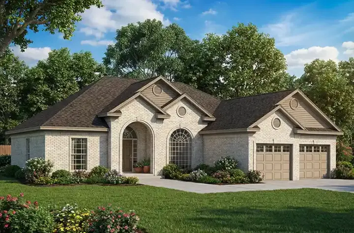 Traditional house plans 12-165 - front exterior, 2,238 sq ft, 4 bed, 2 bath house plans | Monster House Plans