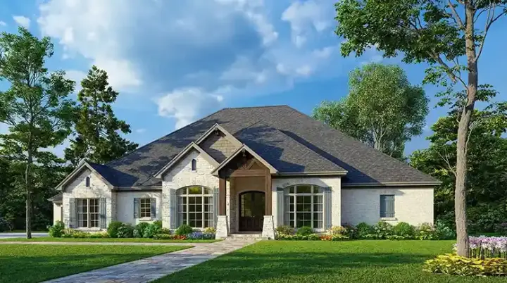 Mountain Rustic house plans 12-1659 - front exterior, 3,580 sq ft, 5 bed, 3 bath house plans | Monster House Plans