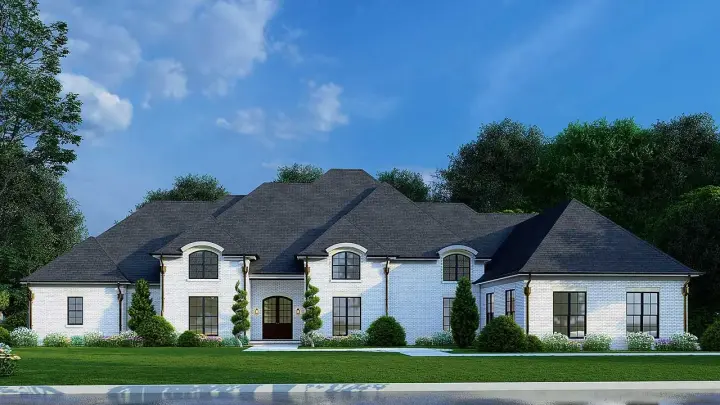 European house plans 12-1661 - front exterior, 4,195 sq ft, 4 bed, 4 bath house plans | Monster House Plans