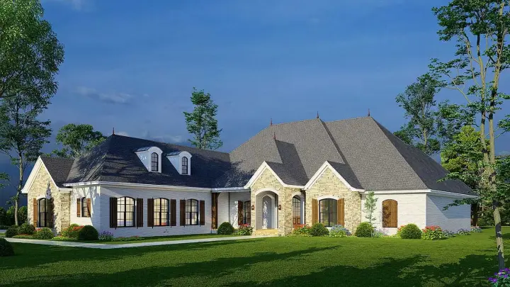 European house plans 12-1665 - front exterior, 4,265 sq ft, 3 bed, 4 bath house plans | Monster House Plans