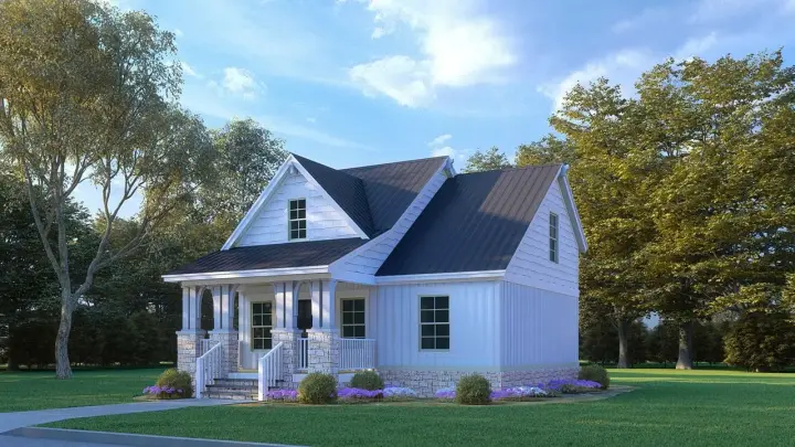 Cottage house plans 12-1667 - front exterior, 1,250 sq ft, 3 bed, 2 bath house plans | Monster House Plans