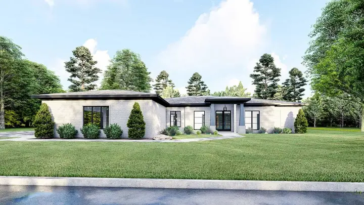 Contemporary house plans 12-1673 - front exterior, 2,495 sq ft, 3 bed, 3 bath house plans | Monster House Plans