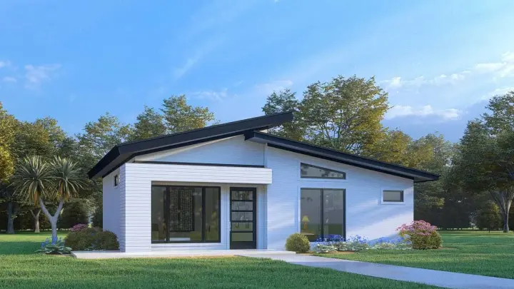Contemporary house plans 12-1674 - front exterior, 1,074 sq ft, 3 bed, 2 bath house plans | Monster House Plans
