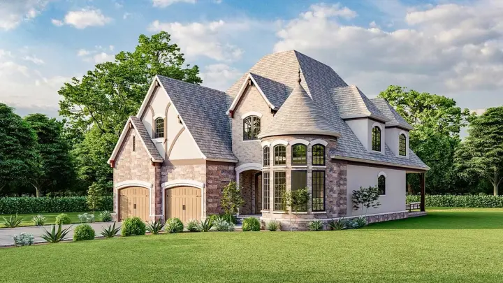 European house plans 12-1675 - front exterior, 3,440 sq ft, 4 bed, 2 bath house plans | Monster House Plans