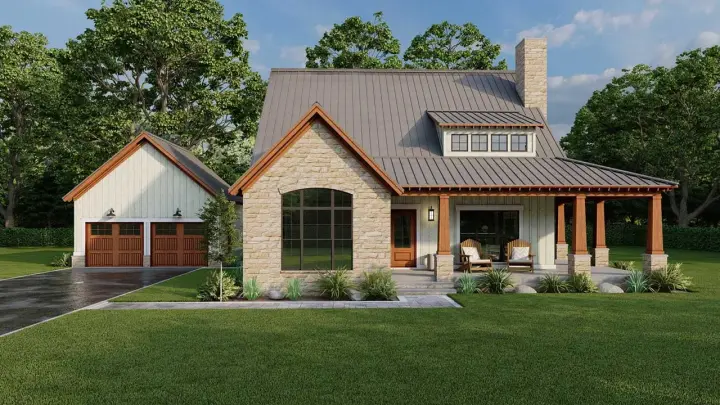 Mountain Rustic house plans 12-1681 - front exterior, 2,006 sq ft, 3 bed, 2 bath house plans | Monster House Plans