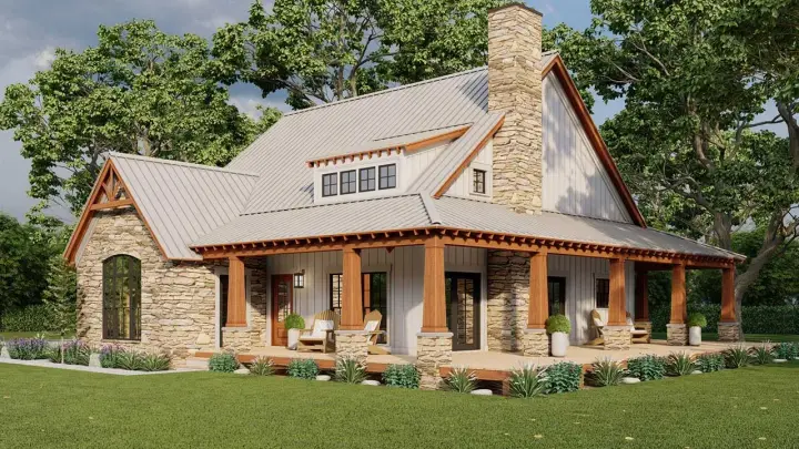 Mountain Rustic house plans 12-1685 - front exterior, 2,278 sq ft, 3 bed, 2 bath house plans | Monster House Plans