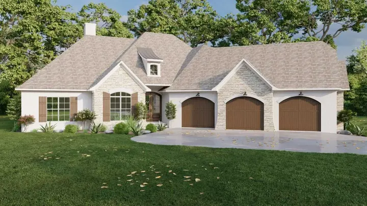 European house plans 12-1686 - front exterior, 2,668 sq ft, 4 bed, 2 bath house plans | Monster House Plans