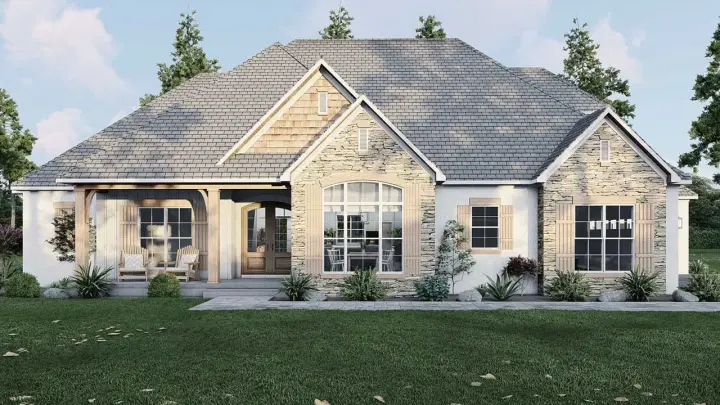 Traditional house plans 12-1687 - front exterior, 2,199 sq ft, 3 bed, 2 bath house plans | Monster House Plans
