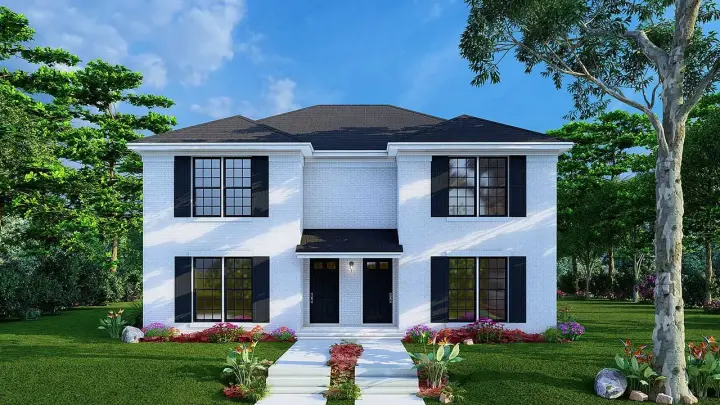 Traditional house plans 12-1692 - front exterior, 2,296 sq ft, 6 bed, 2 bath house plans | Monster House Plans