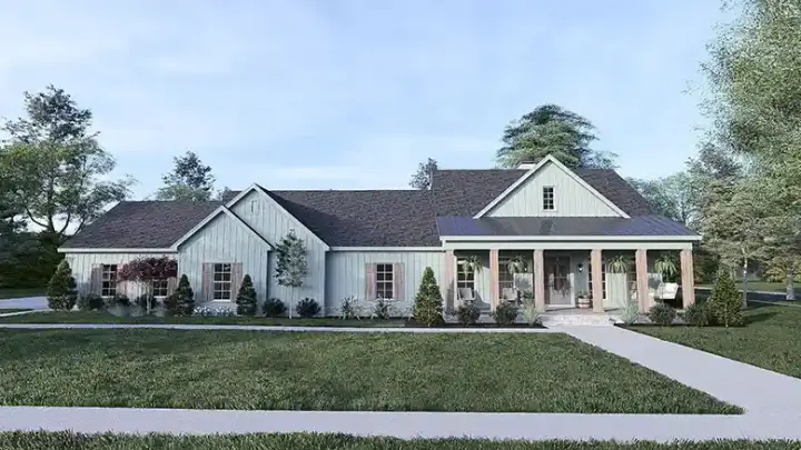 Modern Farmhouse house plans 12-1693 - front exterior, 3,046 sq ft, 3 bed, 2 bath house plans | Monster House Plans