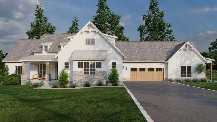 Modern Farmhouse house plans 12-1695 - front exterior, 2,715 sq ft, 5 bed, 3 bath house plans | Monster House Plans