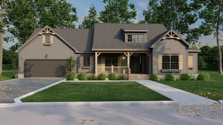 Country house plans 12-1699 - front exterior, 2,211 sq ft, 4 bed, 2 bath house plans | Monster House Plans