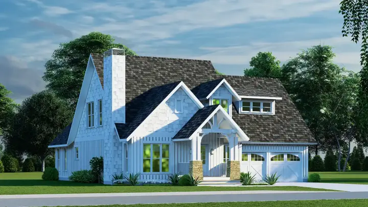 Craftsman house plans 12-1702 - front exterior, 1,986 sq ft, 3 bed, 2 bath house plans | Monster House Plans