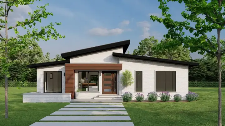 Modern house plans 12-1706 - front exterior, 1,881 sq ft, 3 bed, 2 bath house plans | Monster House Plans