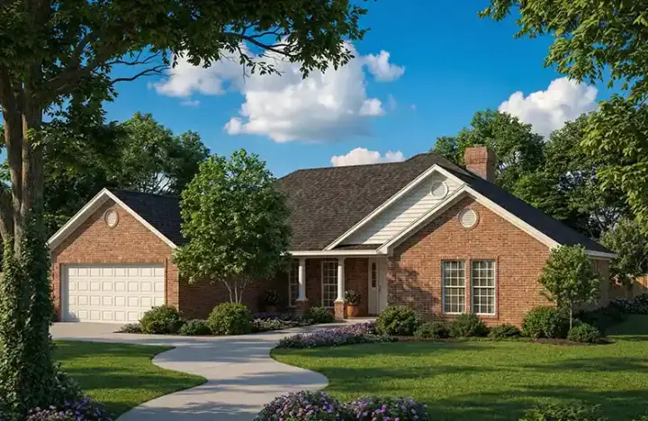 Traditional house plans 12-171 - front exterior, 1,940 sq ft, 4 bed, 2 bath house plans | Monster House Plans