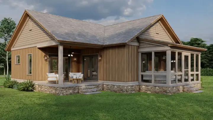 Cottage house plans 12-1710 - front exterior, 1,071 sq ft, 2 bed, 2 bath house plans | Monster House Plans