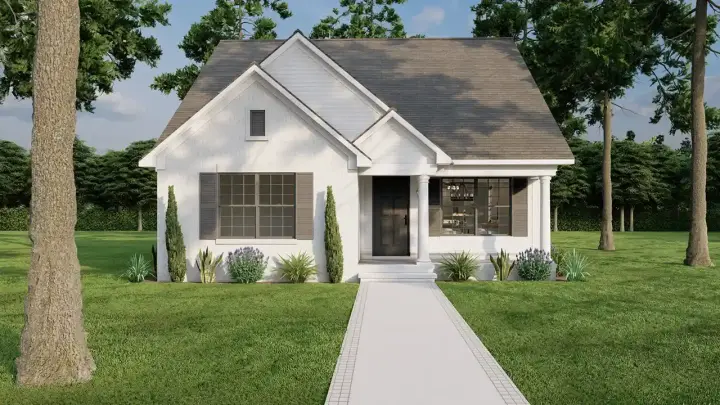 Traditional house plans 12-1717 - front exterior, 1,250 sq ft, 3 bed, 2 bath house plans | Monster House Plans