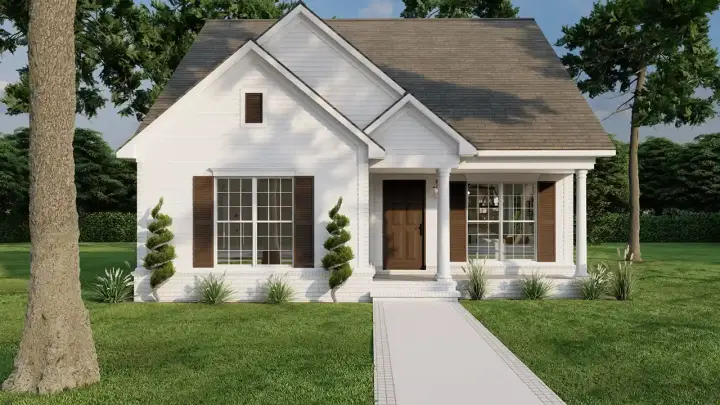 Traditional house plans 12-1719 - front exterior, 1,265 sq ft, 3 bed, 2 bath house plans | Monster House Plans