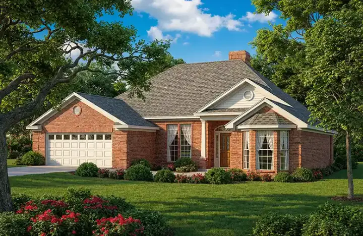 Traditional house plans 12-172 - front exterior, 1,758 sq ft, 3 bed, 2 bath house plans | Monster House Plans