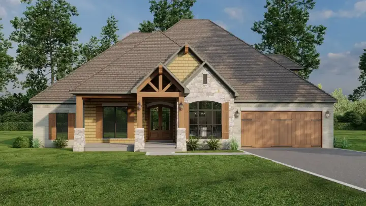 Craftsman house plans 12-1734 - front exterior, 2,380 sq ft, 3 bed, 3 bath house plans | Monster House Plans