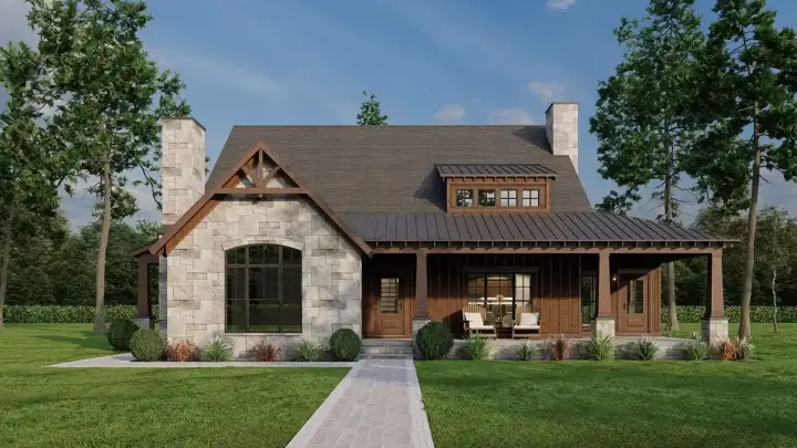 Craftsman house plans 12-1738 - front exterior, 2,637 sq ft, 3 bed, 2 bath house plans | Monster House Plans