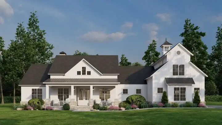 Modern Farmhouse house plans 12-1739 - front exterior, 2,683 sq ft, 4 bed, 3 bath house plans | Monster House Plans