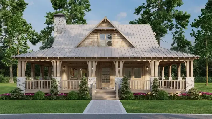 Country house plans 12-1742 - front exterior, 1,660 sq ft, 3 bed, 2 bath house plans | Monster House Plans