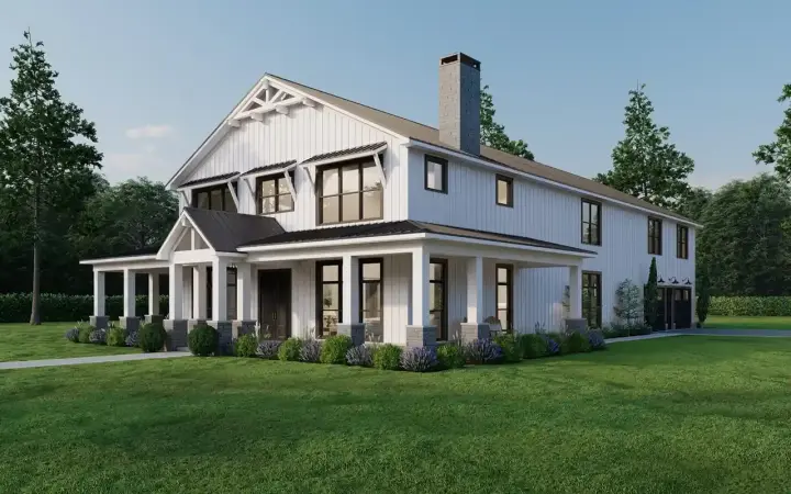 Barndominium house plans 12-1745 - front exterior, 3,779 sq ft, 5 bed, 5 bath house plans | Monster House Plans