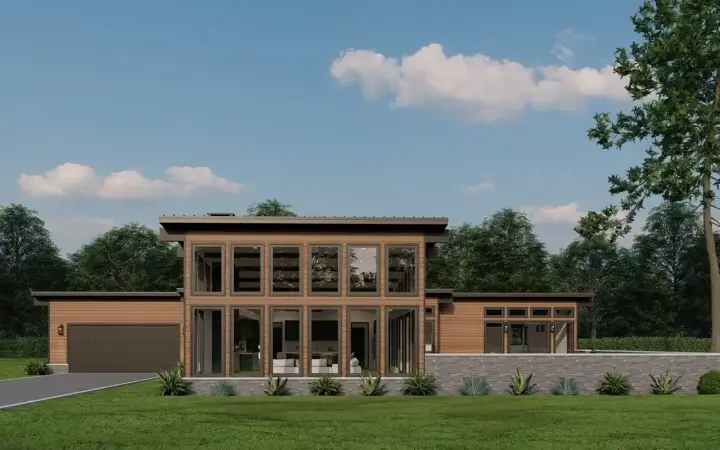 Modern house plans 12-1747 - front exterior, 2,480 sq ft, 3 bed, 3 bath house plans | Monster House Plans