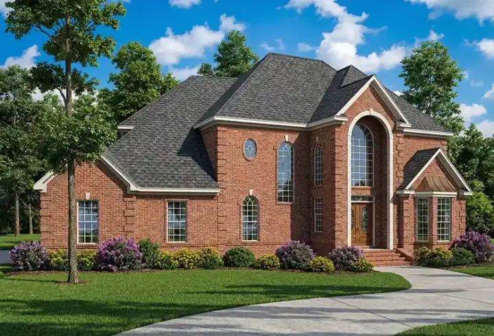 European house plans 12-175 - front exterior, 2,653 sq ft, 3 bed, 2 bath house plans | Monster House Plans
