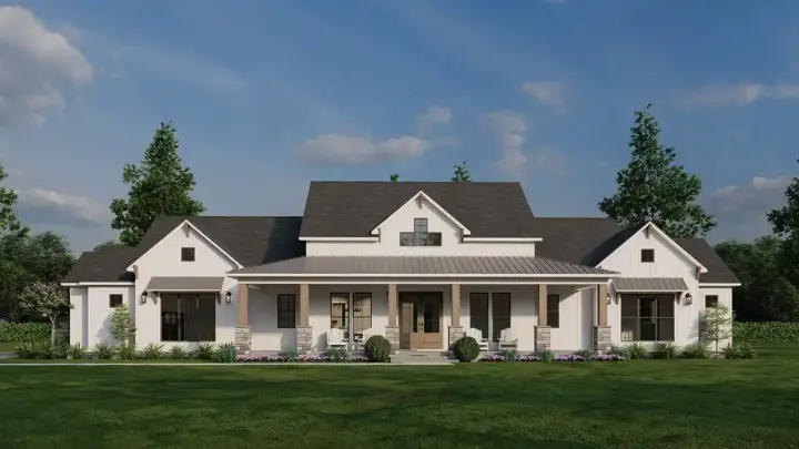 Modern Farmhouse house plans 12-1750 - front exterior, 2,930 sq ft, 4 bed, 3 bath house plans | Monster House Plans