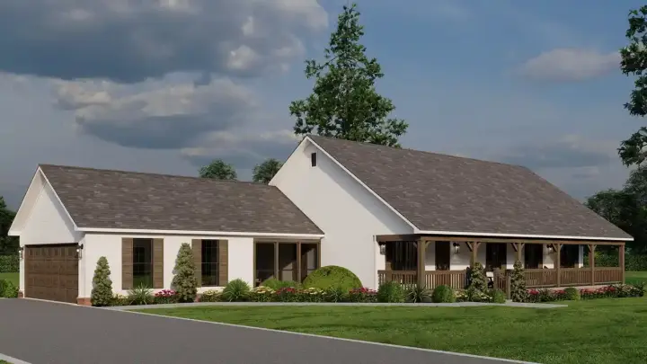 Farmhouse house plans 12-1752 - front exterior, 1,800 sq ft, 3 bed, 2 bath house plans | Monster House Plans