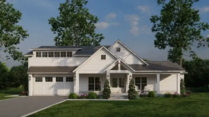 Modern Farmhouse house plans 12-1755 - front exterior, 2,552 sq ft, 4 bed, 2 bath house plans | Monster House Plans