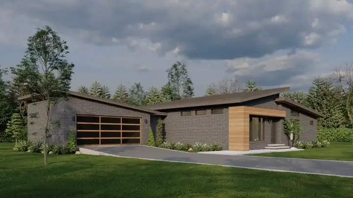 Modern house plans 12-1759 - front exterior, 1,659 sq ft, 3 bed, 2 bath house plans | Monster House Plans