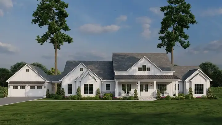 Modern Farmhouse house plans 12-1761 - front exterior, 2,663 sq ft, 3 bed, 3 bath house plans | Monster House Plans