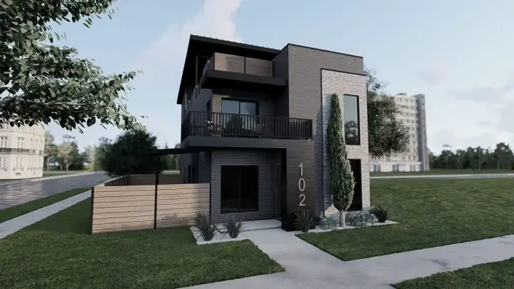 Modern house plans 12-1764 - front exterior, 2,609 sq ft, 3 bed, 3 bath house plans | Monster House Plans