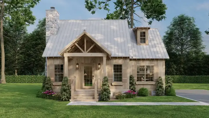 Mountain Rustic house plans 12-1770 - front exterior, 1,425 sq ft, 3 bed, 2 bath house plans | Monster House Plans